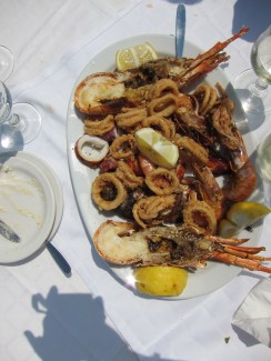 Seafood platter which was shared with the group.  Mykonos, Greece. 