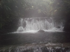 Waterfall at the hot springs. Arenal. 